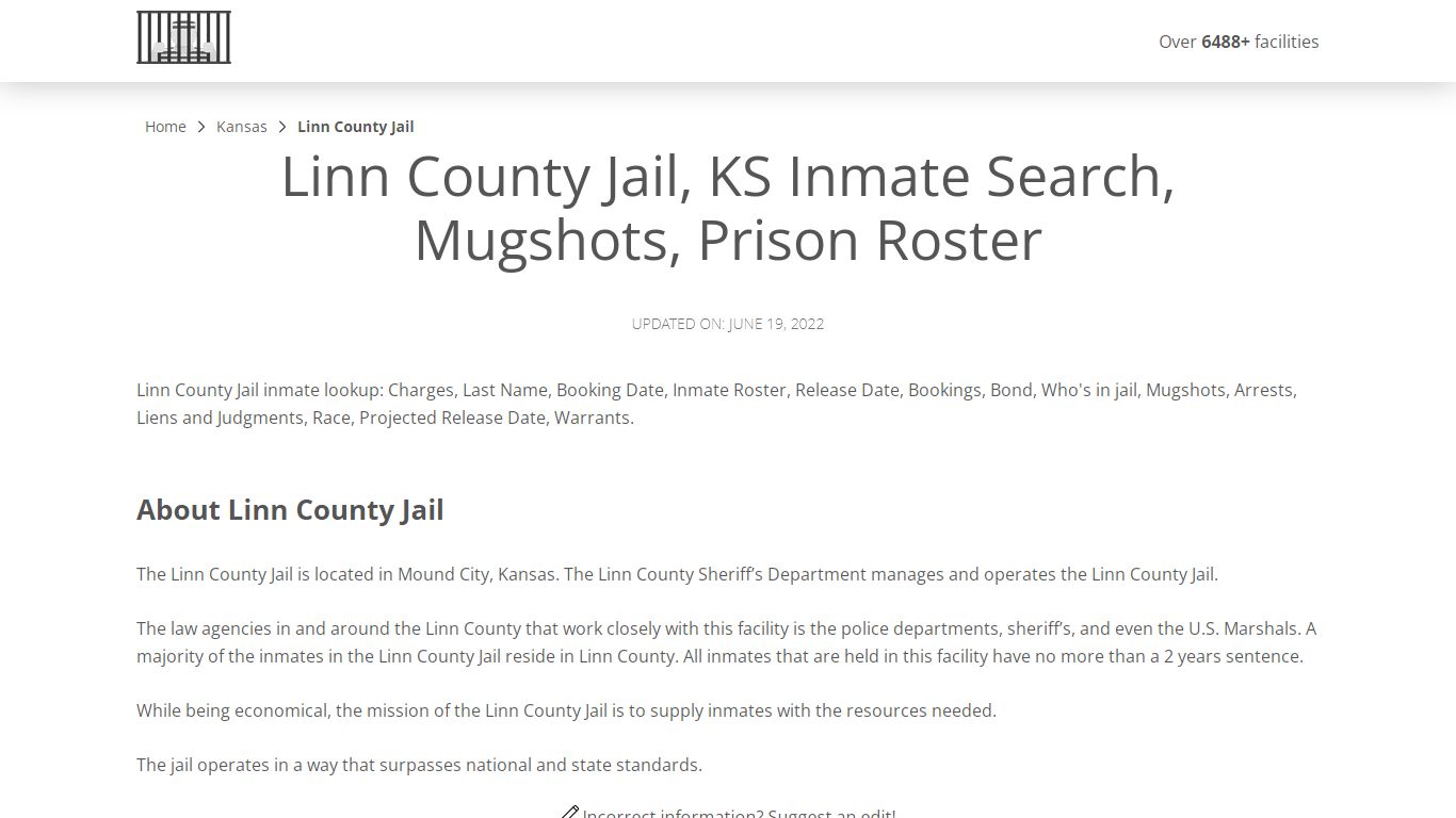 Linn County Jail, KS Inmate Search, Mugshots, Prison Roster